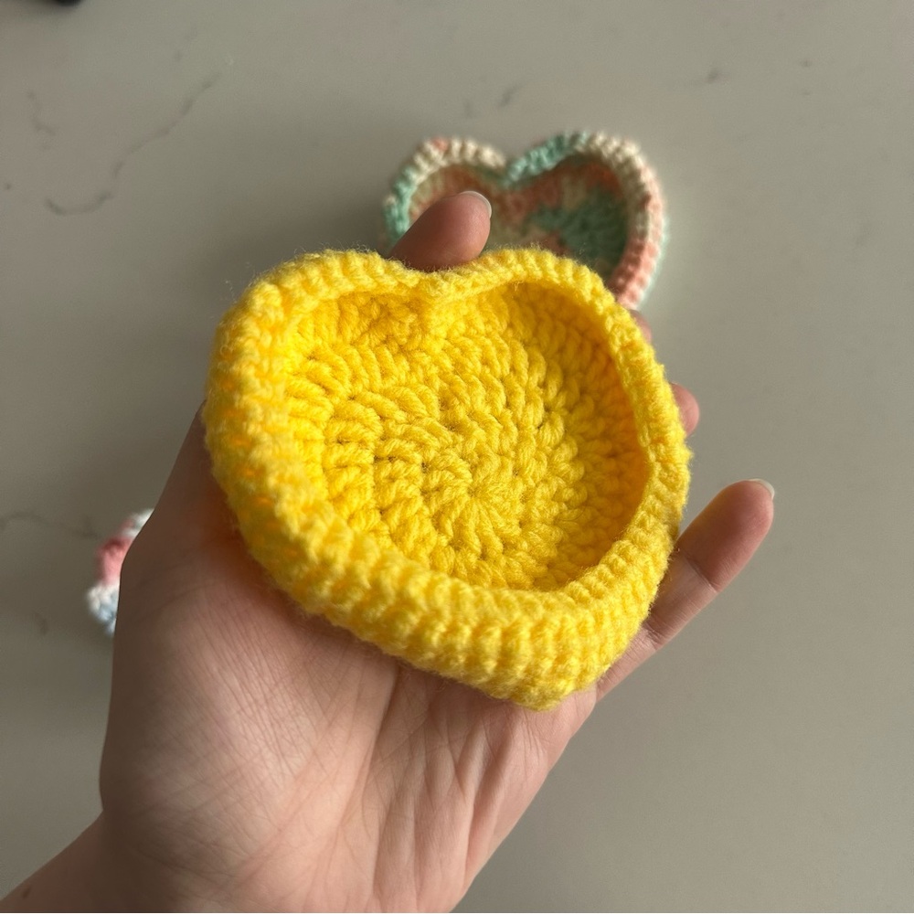 Yellow Crochet Heart tray